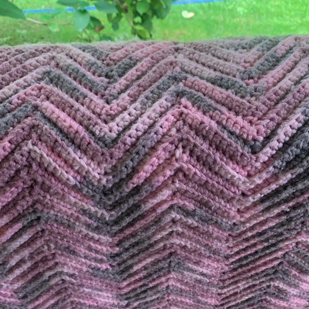 ⁹Hand Crocheted Chevron Design Throw Blanket